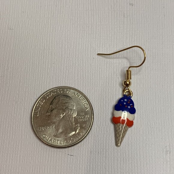 Patriotic Earring, Ice Cream Cone Earring, Red White Blue Earring, USA Earring - Picture 6 of 6